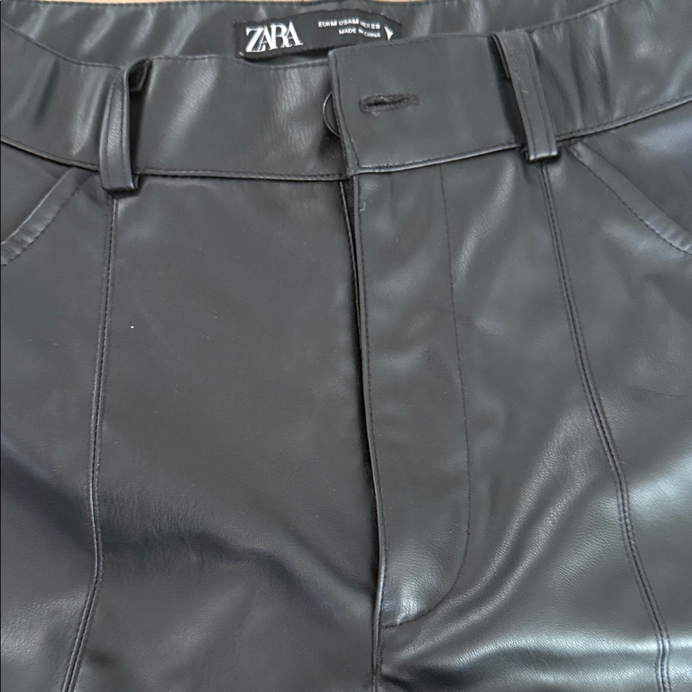 Zara Black Faux Leather Trousers